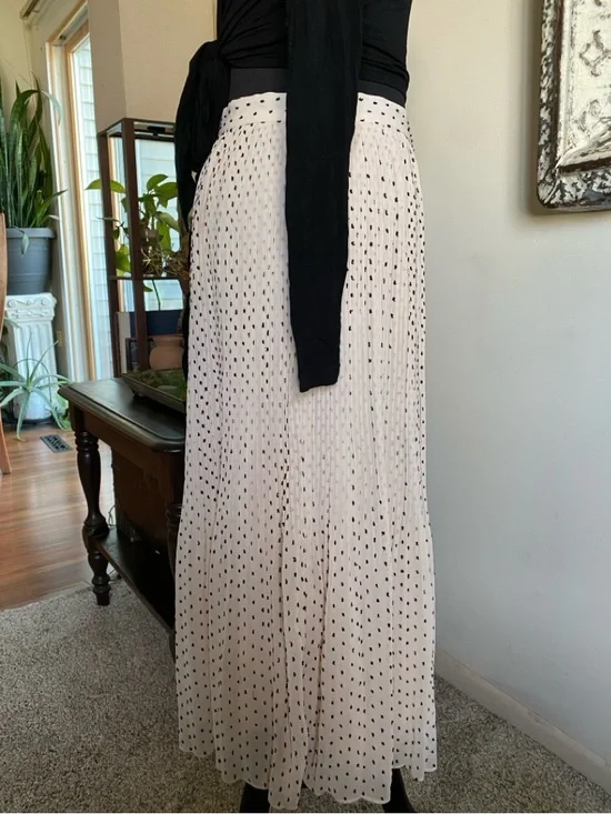 Lulu's Cream Pleated Polka Dot Button-Front Maxi Skirt - Picture 6 of 8